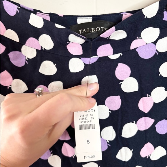 Talbots navy purple printed midi skirt flowy size 8 new - Picture 4 of 6